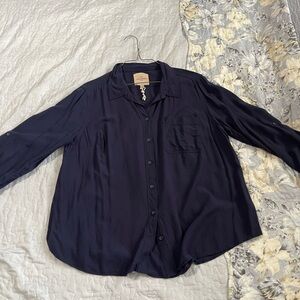 Women's Navy Button Down Shirt